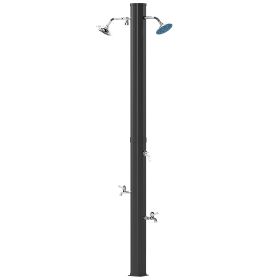 Outsunny 9.2 Gallon Slolar Heated Outdoor Shower with 2 Free-Rotating Shower Heads & Foot Showers for Poolside Beach Spa, 7.1ft