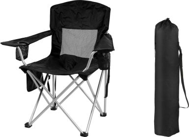 Only Supports Self Pickup  Camping Chair, Portable Folding Outdoor Chair With Armrests, Cup Holder And Carrying Bag, Foldable Chair For Camping, (Option: BLK)
