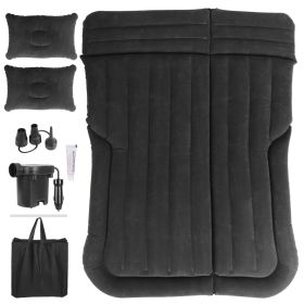 1Set Inflatable SUV Air Mattress Thickened Camping Bed Cushion With Pillow Storage Bag PVC Flocked Car Bed For Home Car Travel Camping (Color: Black)