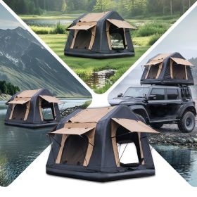 New Design 4x4 Offroad Car Roof Top Tent Amphibious Inflatable Tent With Ladder For Camping( With Ladder, Two Tone Style, Khaki & Black) (Color: Khaki)