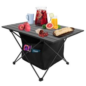 1Pc Foldable Camping Table With Storage Basket Rustproof Portable Aluminum Alloy Roll-Up Camping Table With Carrying Bag For Camping Hiking BBQ P (Option: M Size)